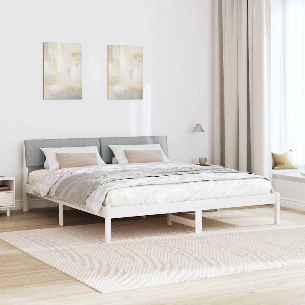 vidaXL Bettgestell Weiß und Hellgrau 180 x 200 cm Massivholz Kiefer