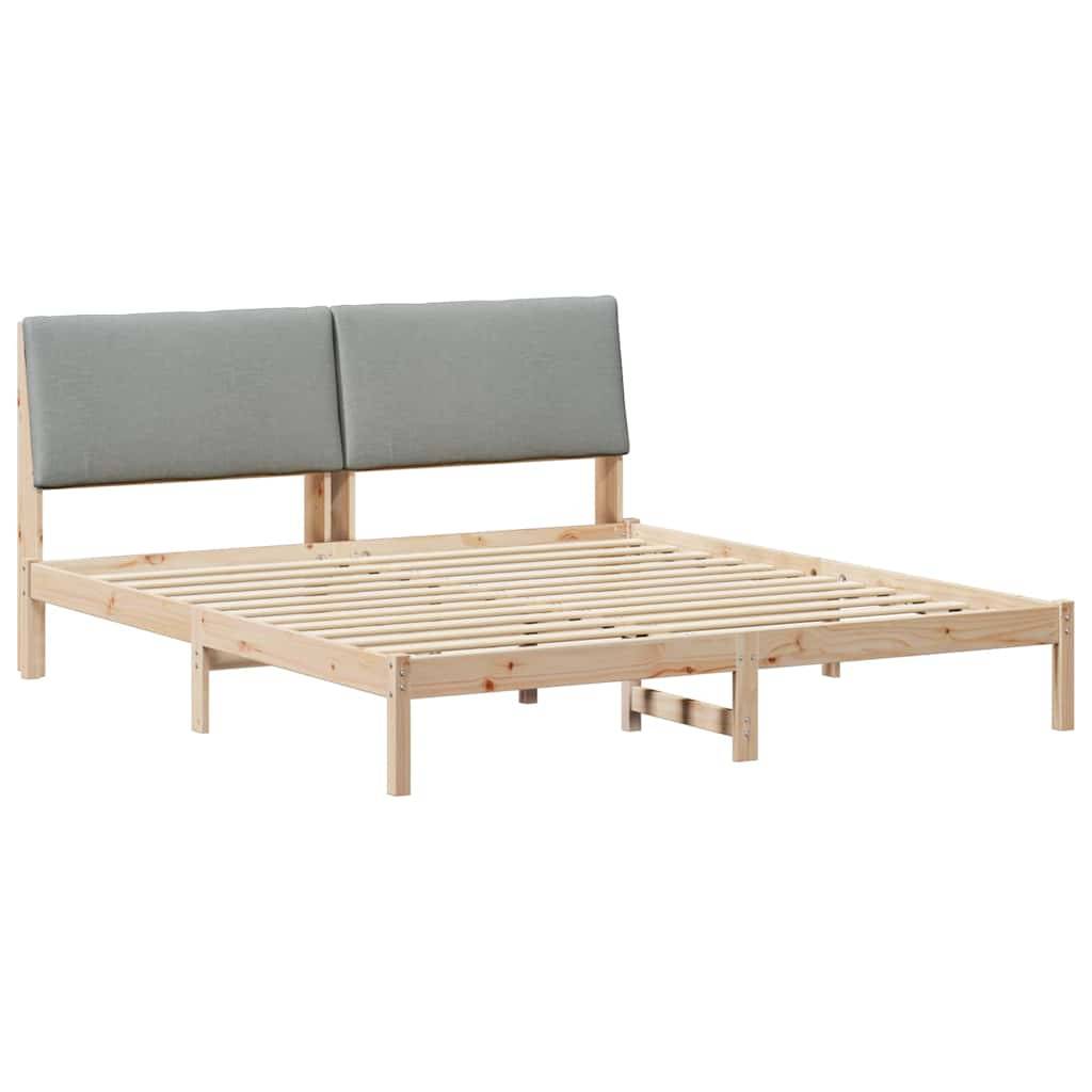 vidaXL Bettgestell Braun und hellgrau 200 x 200 cm Massivholz Kiefer