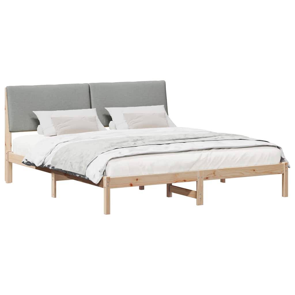 vidaXL Bettgestell Braun und hellgrau 200 x 200 cm Massivholz Kiefer