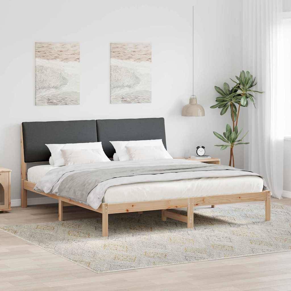 vidaXL Bettgestell Braun und Dunkelgrau 200 x 200 cm Massivholz Kiefer