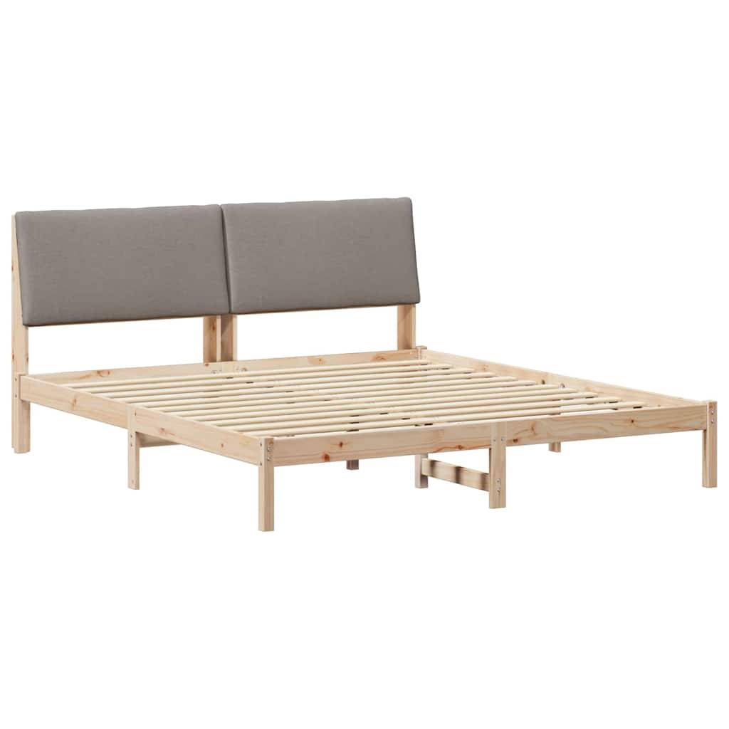 vidaXL Bettgestell Braun und Taupe 200 x 200 cm Massivholz Kiefer