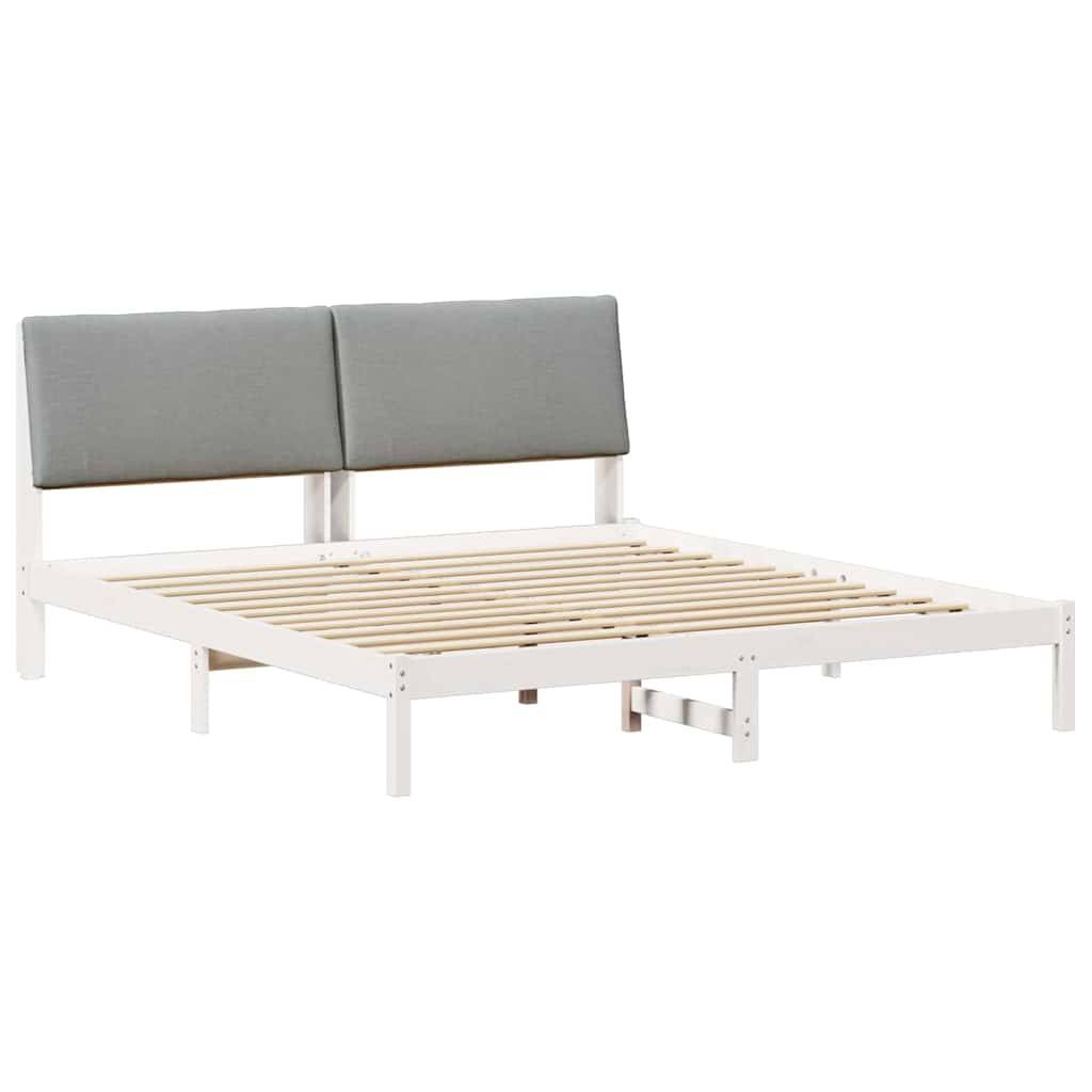vidaXL Bettgestell Weiß und Hellgrau 180 x 200 cm Massivholz Kiefer