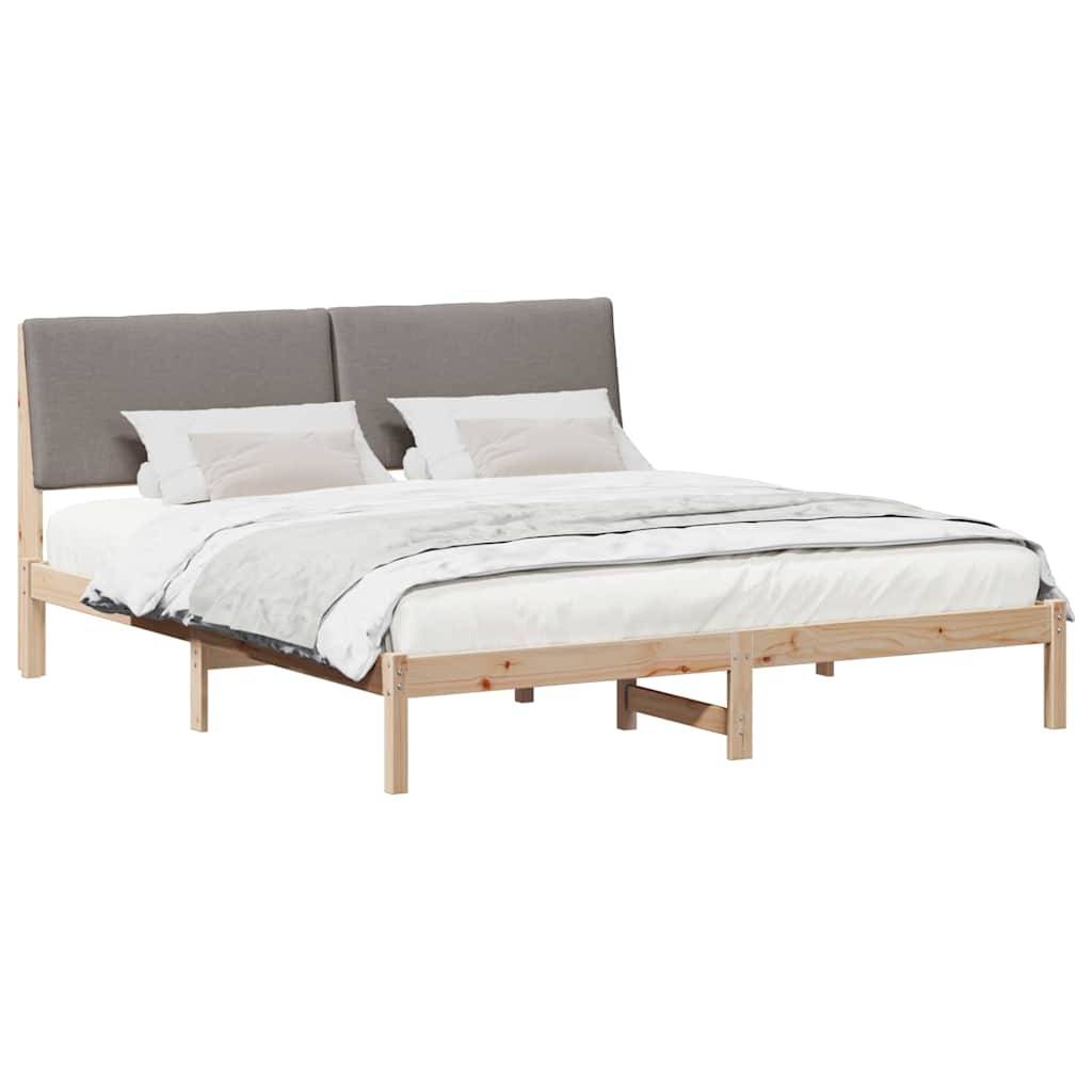 vidaXL Bettgestell Braun und Taupe 200 x 200 cm Massivholz Kiefer