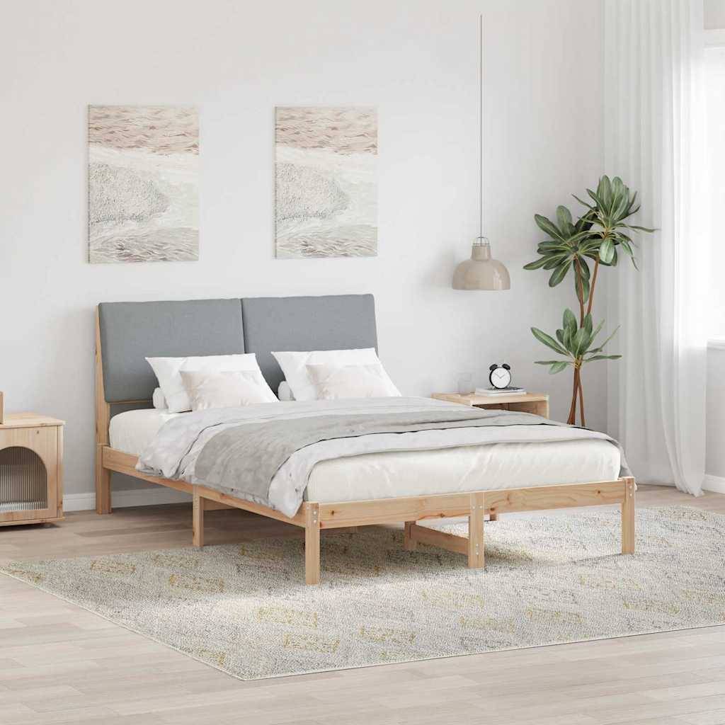 vidaXL Bettgestell Braun und hellgrau 160 x 200 cm Massivholz Kiefer