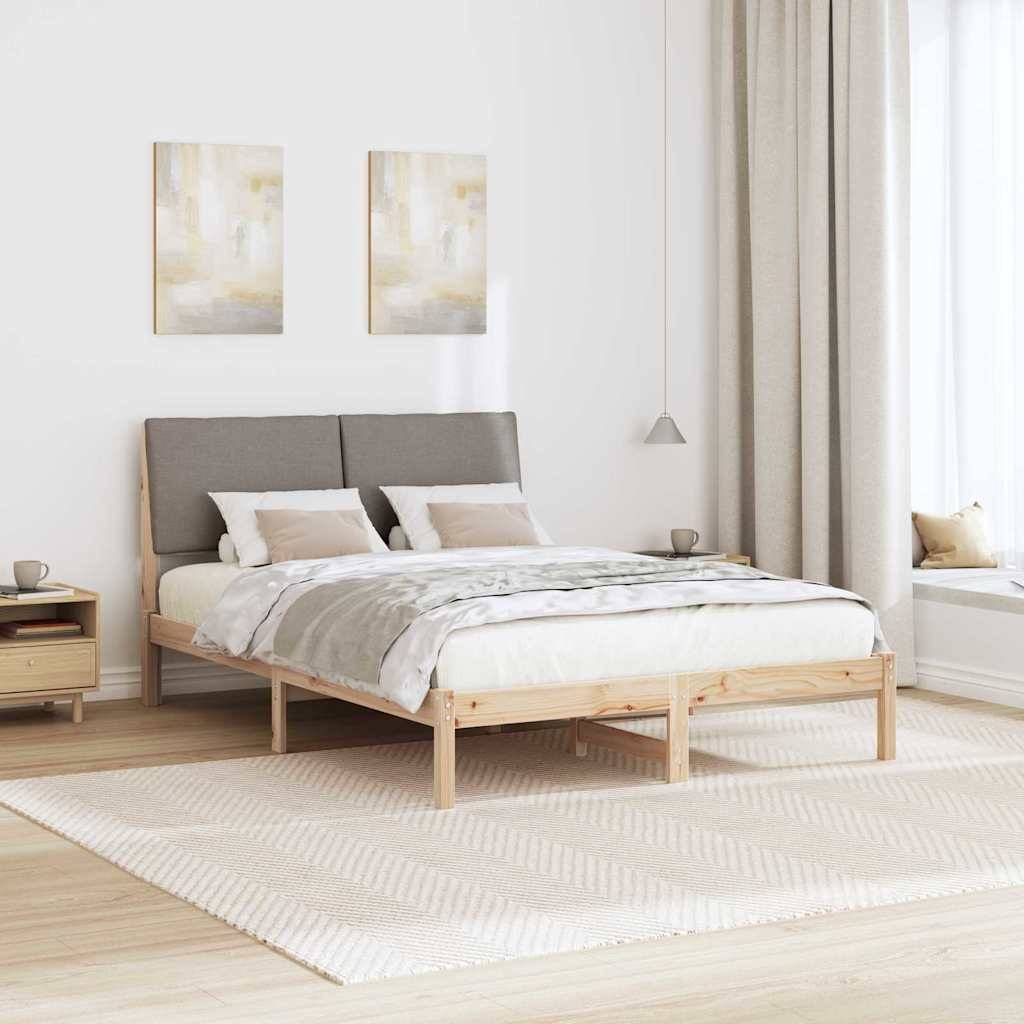 vidaXL Bettgestell Braun und Taupe 160 x 200 cm Massivholz Kiefer