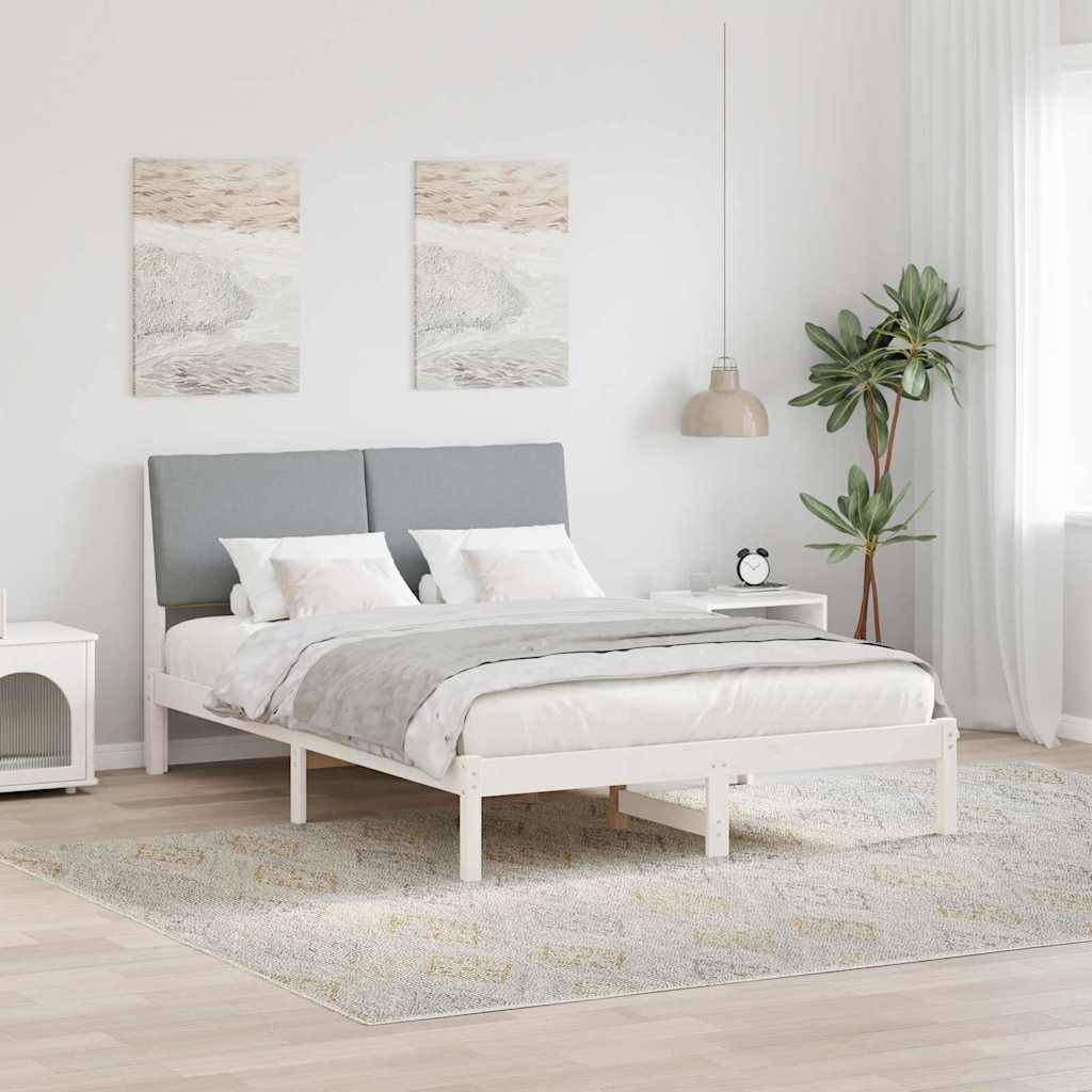 vidaXL Bettgestell Weiß und Hellgrau 160 x 200 cm Massivholz Kiefer