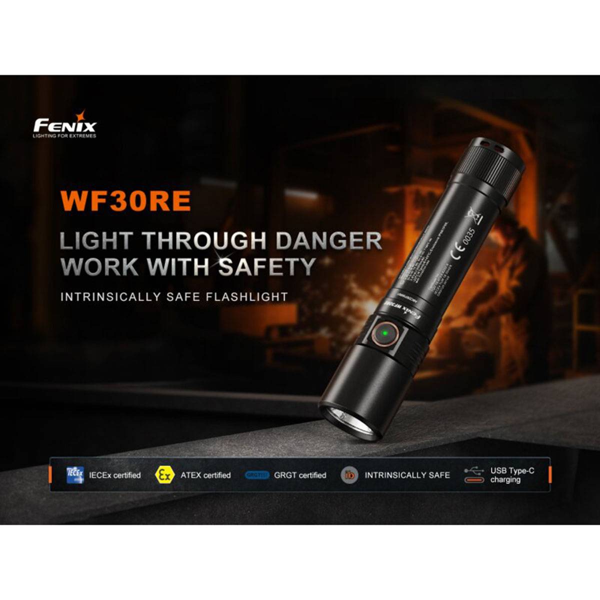 Fenix WF30RE explosionsgeschützte Taschenlampe 300 Lumen - Schwarz