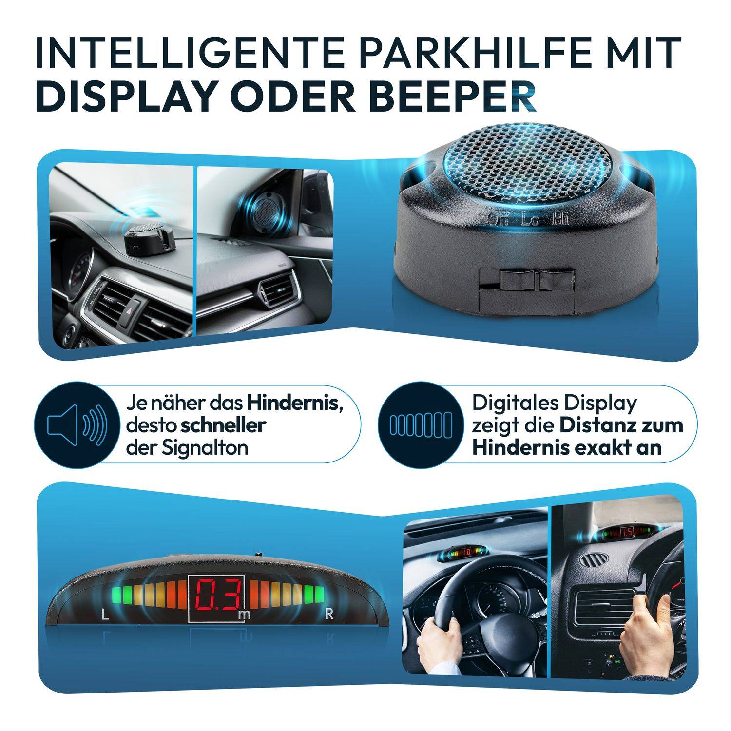 VSG24 Akustische Nummernschild-Einparkhilfe ECHO PLUS Schwarz PDC-22200
