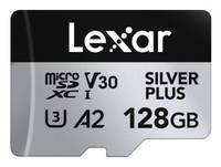 Lexar microSDXC Speicherkarte, Silver Plus, 128GB, V30, A2 Geschwindigkeitsklasse.