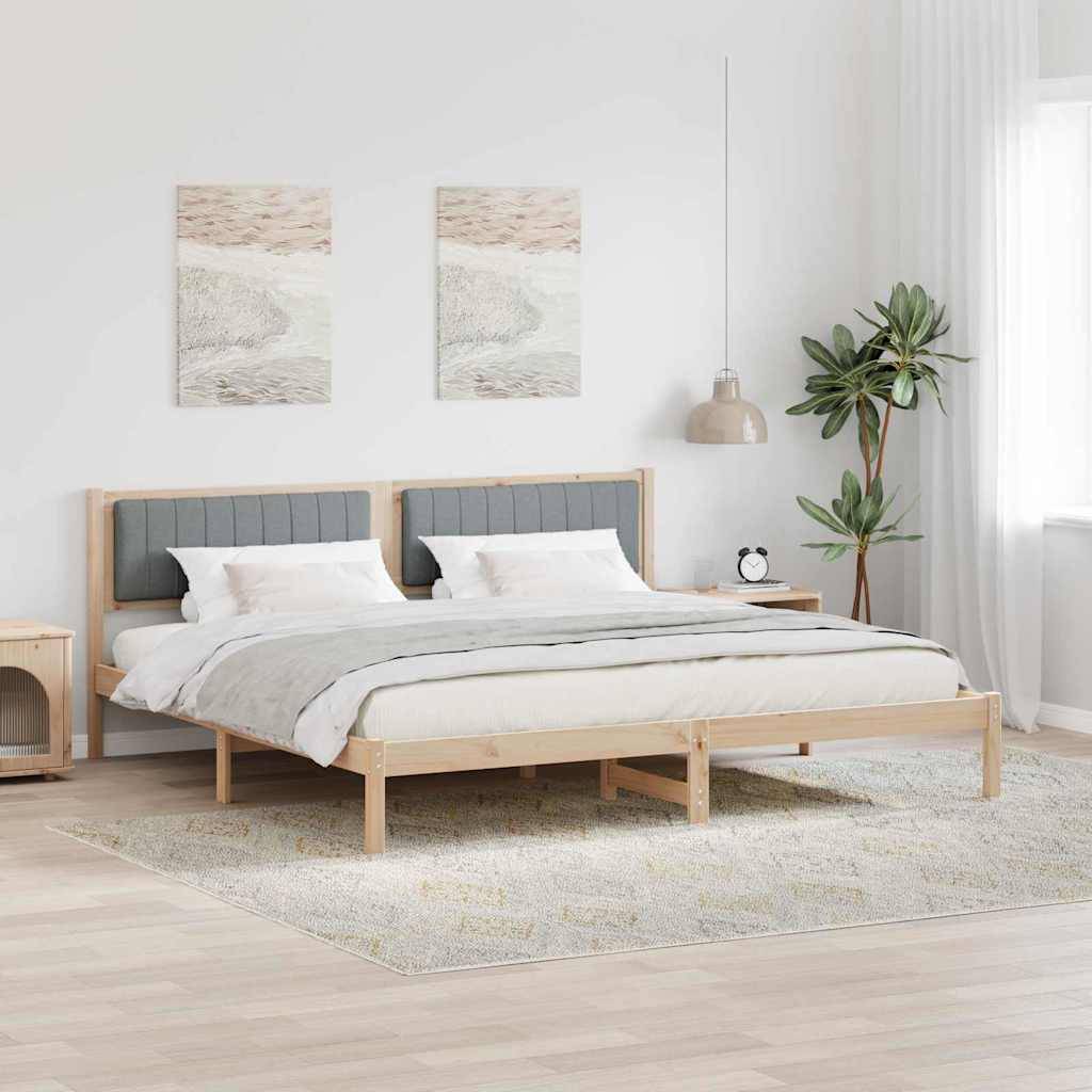 vidaXL Bettrahmen Hellgrau 200 x 200 cm Massives Kiefernholz