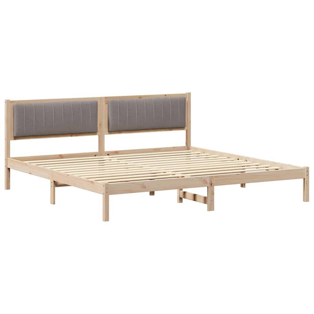 vidaXL Bettrahmen mit Kopfteil Taupe 200 x 200 cm Massives Kiefernholz