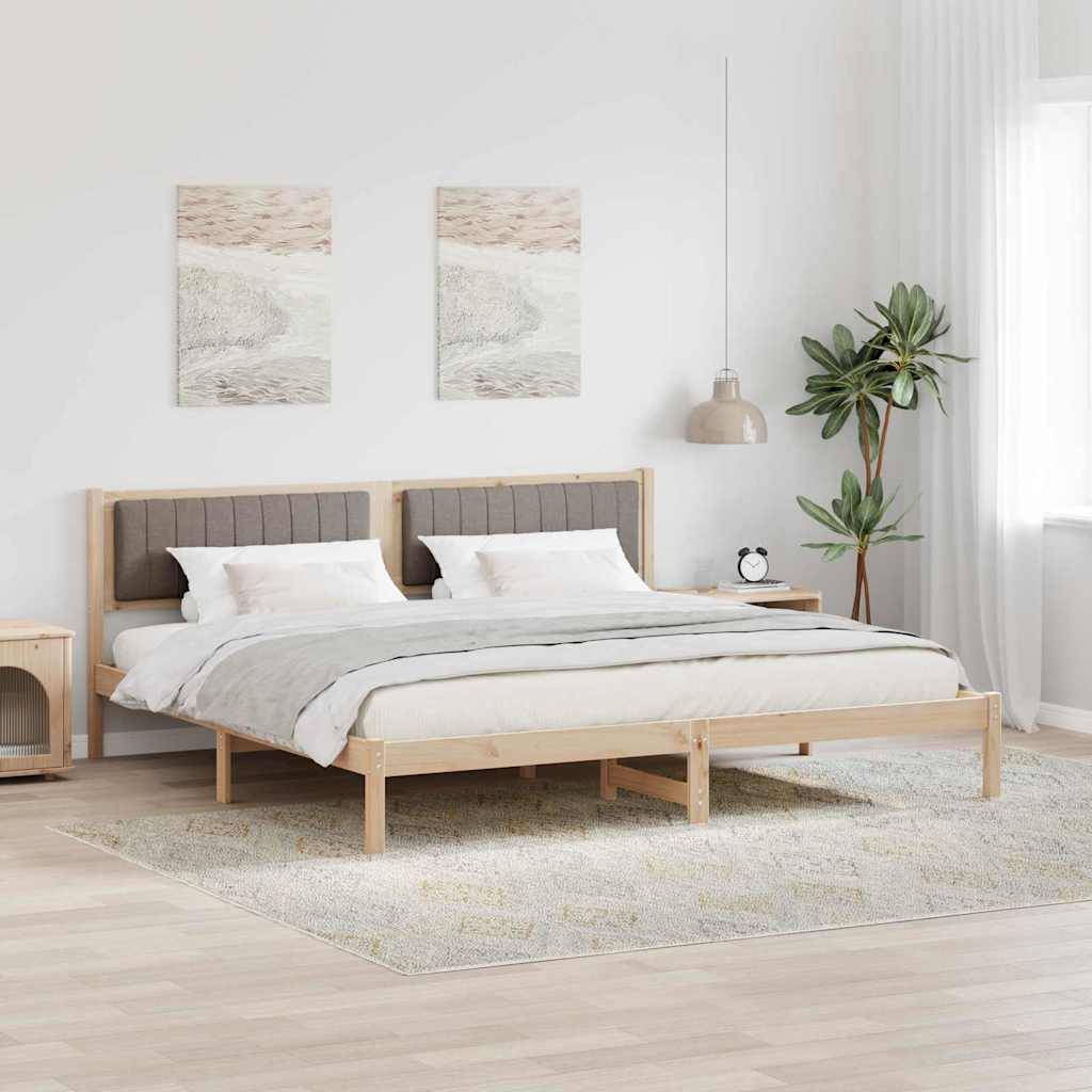 vidaXL Bettrahmen mit Kopfteil Taupe 200 x 200 cm Massives Kiefernholz