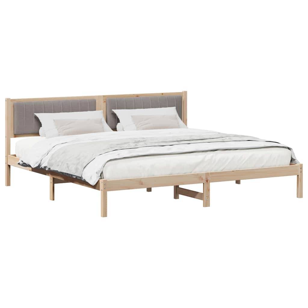 vidaXL Bettrahmen mit Kopfteil Taupe 200 x 200 cm Massives Kiefernholz