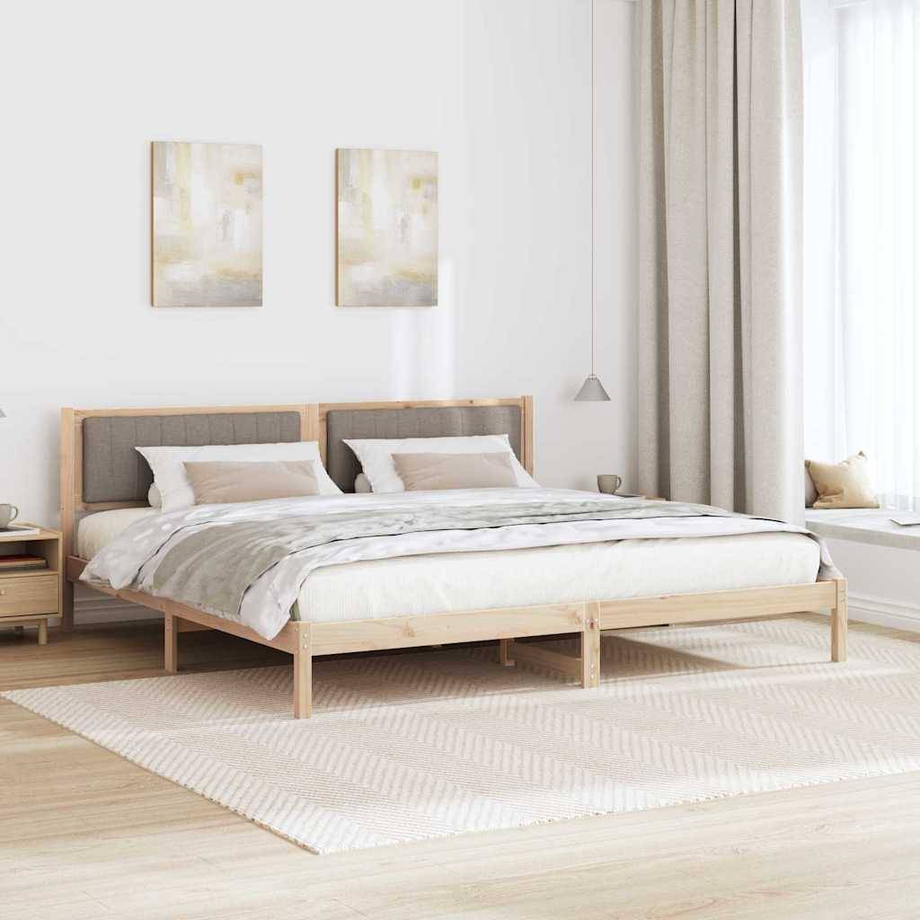 vidaXL Bettrahmen mit Kopfteil Taupe 200 x 200 cm Massives Kiefernholz