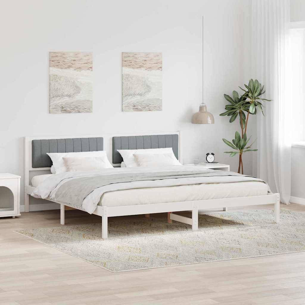 vidaXL Bettrahmen Hellgrau 200 x 200 cm Massives Kiefernholz