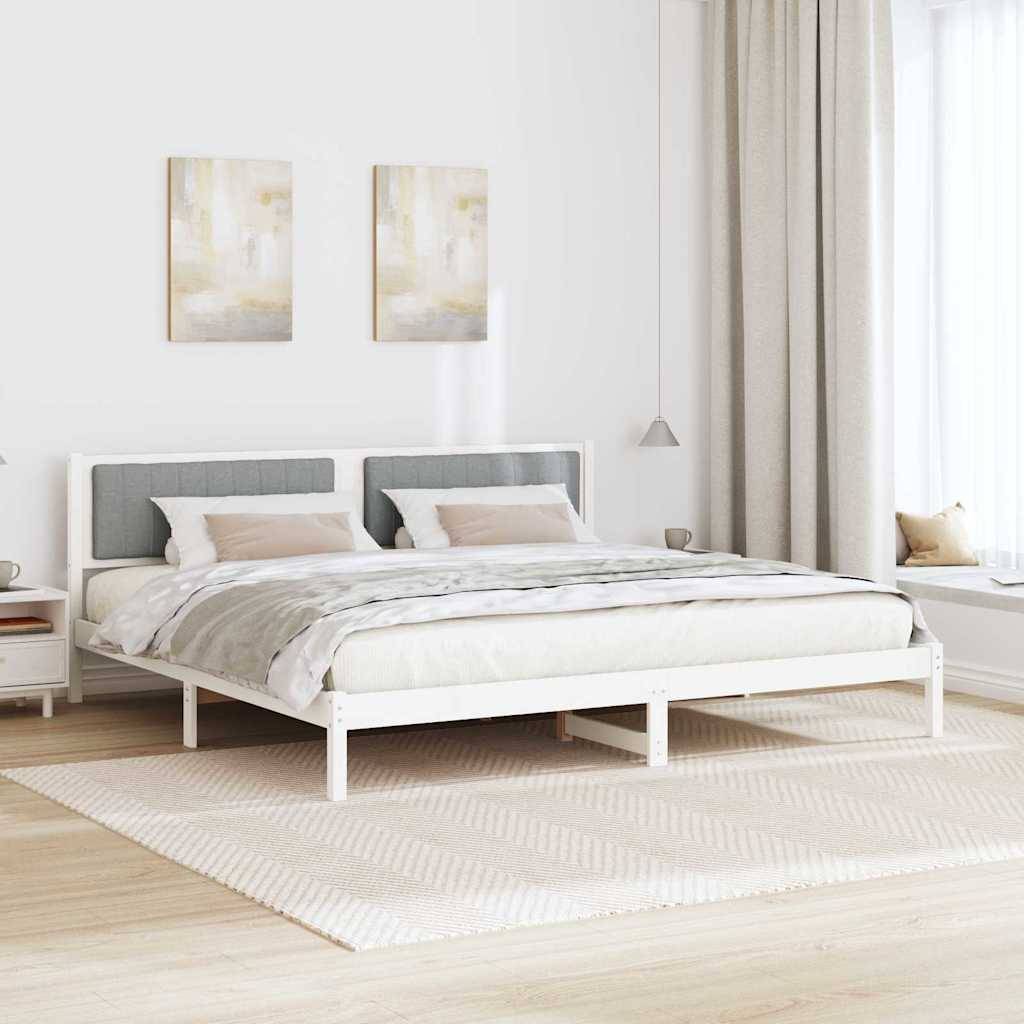 vidaXL Bettrahmen Hellgrau 200 x 200 cm Massives Kiefernholz