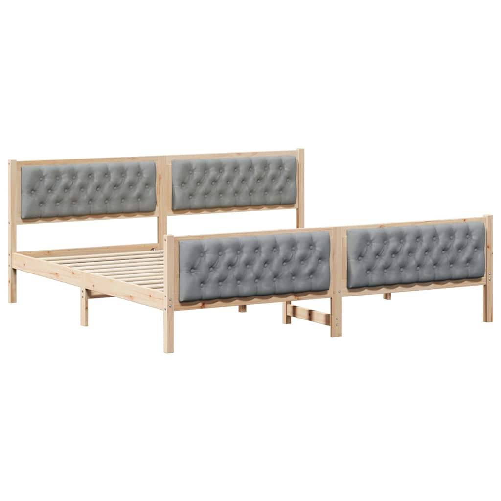 vidaXL Bettrahmen Hellgrau 200 x 200 cm Massives Kiefernholz