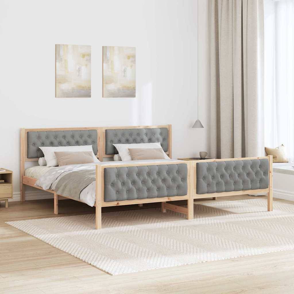 vidaXL Bettrahmen Hellgrau 200 x 200 cm Massives Kiefernholz