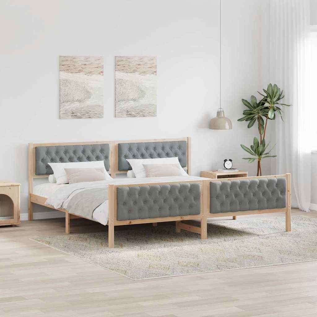 vidaXL Bettrahmen Hellgrau 200 x 200 cm Massives Kiefernholz