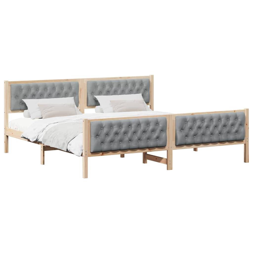 vidaXL Bettrahmen Hellgrau 200 x 200 cm Massives Kiefernholz