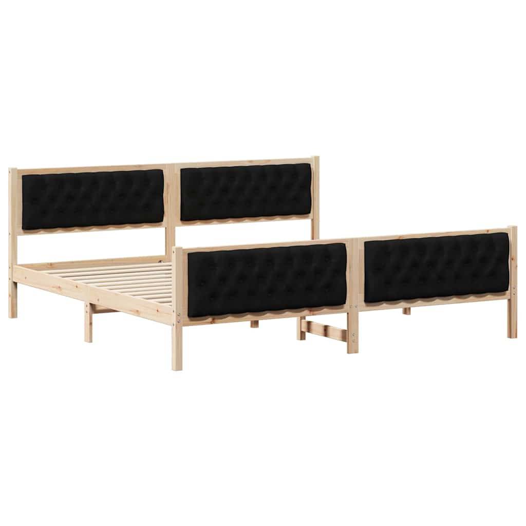 vidaXL Bettrahmen Schwarz 200 x 200 cm Massives Kiefernholz