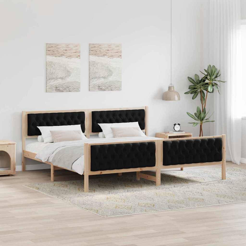 vidaXL Bettrahmen Schwarz 200 x 200 cm Massives Kiefernholz