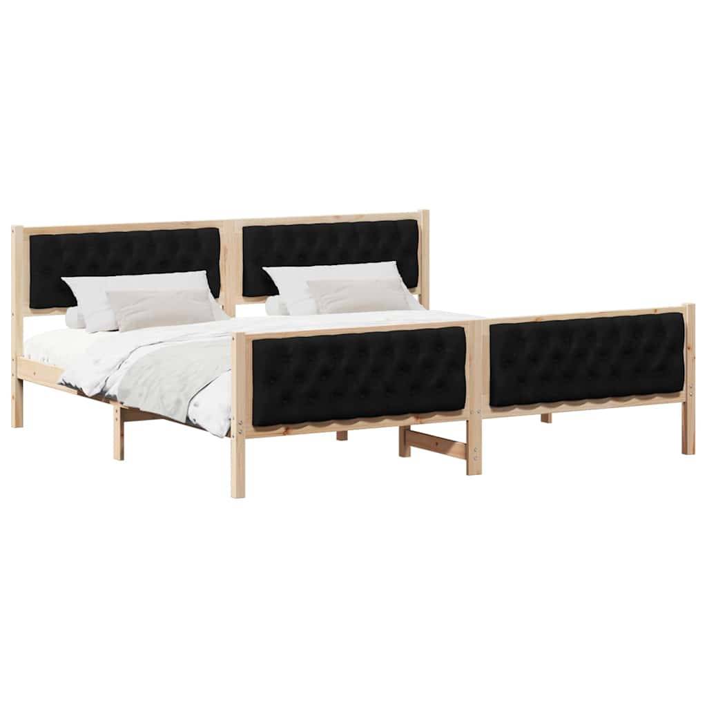 vidaXL Bettrahmen Schwarz 200 x 200 cm Massives Kiefernholz