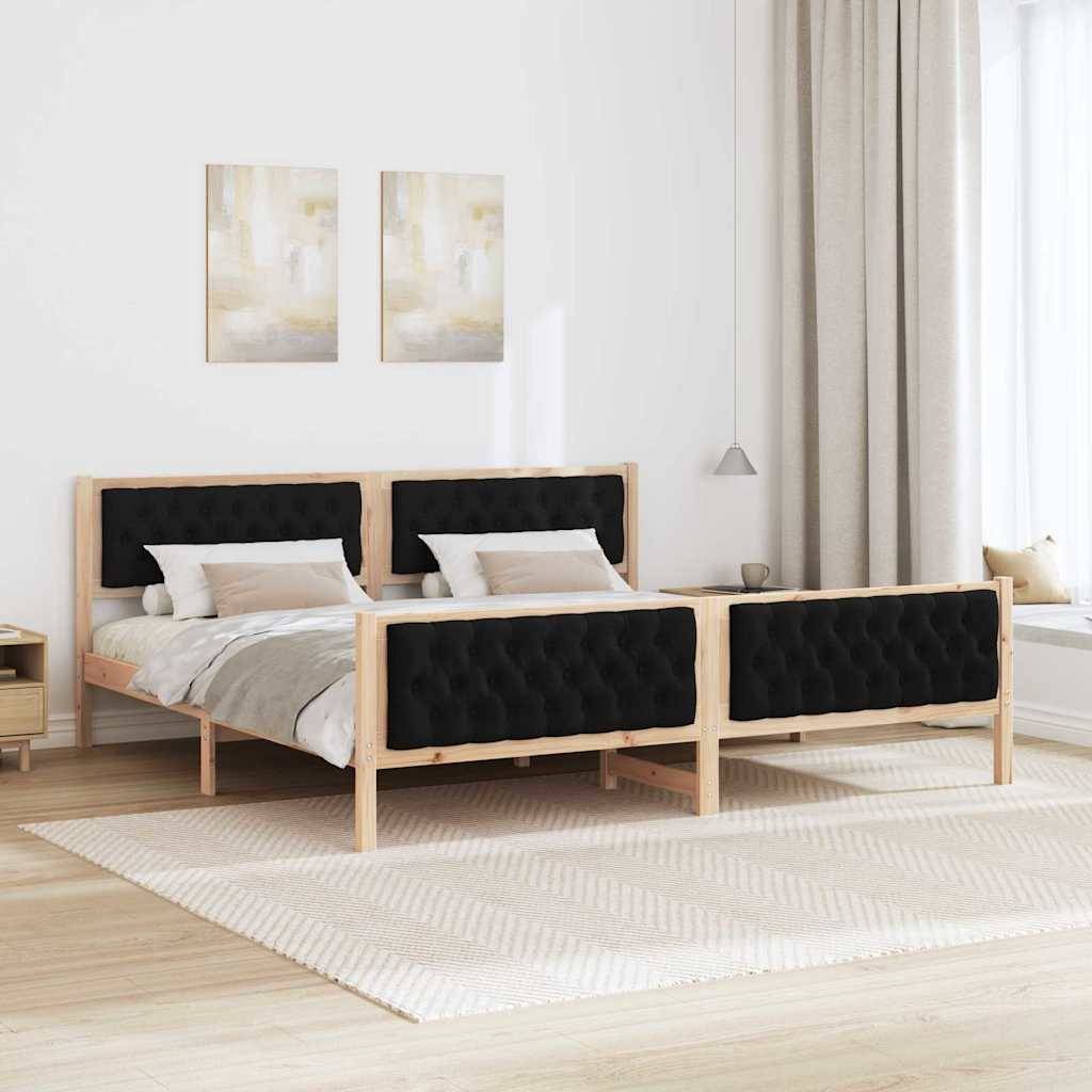 vidaXL Bettrahmen Schwarz 200 x 200 cm Massives Kiefernholz