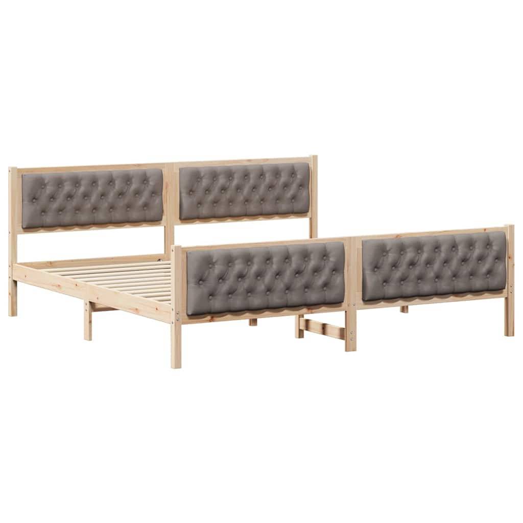vidaXL Bettrahmen mit Kopfteil Taupe 200 x 200 cm Massives Kiefernholz