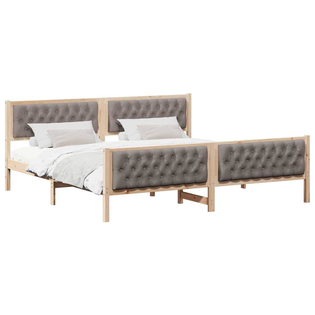 vidaXL Bettrahmen mit Kopfteil Taupe 200 x 200 cm Massives Kiefernholz