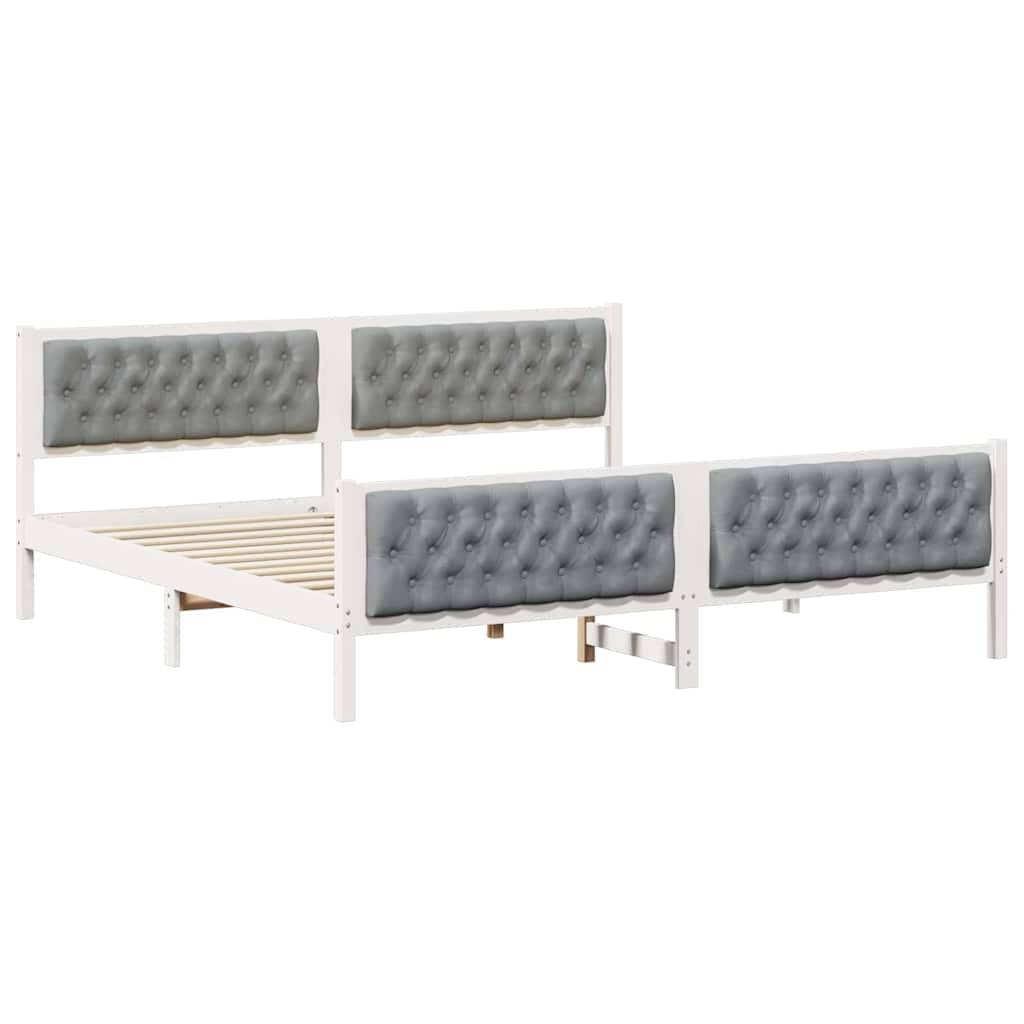 vidaXL Bettrahmen Hellgrau 200 x 200 cm Massives Kiefernholz