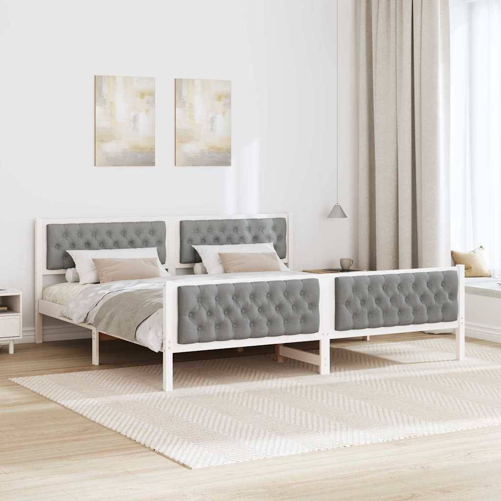 vidaXL Bettrahmen Hellgrau 200 x 200 cm Massives Kiefernholz