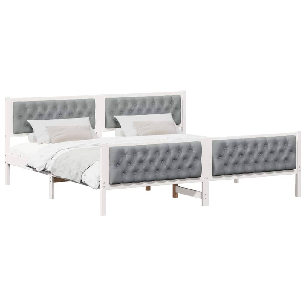 vidaXL Bettrahmen Hellgrau 200 x 200 cm Massives Kiefernholz