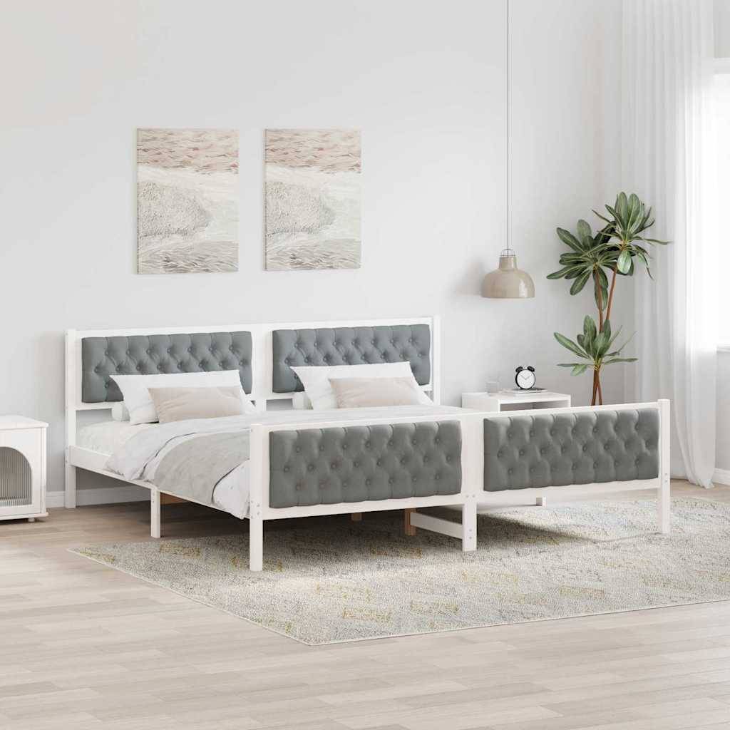 vidaXL Bettrahmen Hellgrau 200 x 200 cm Massives Kiefernholz