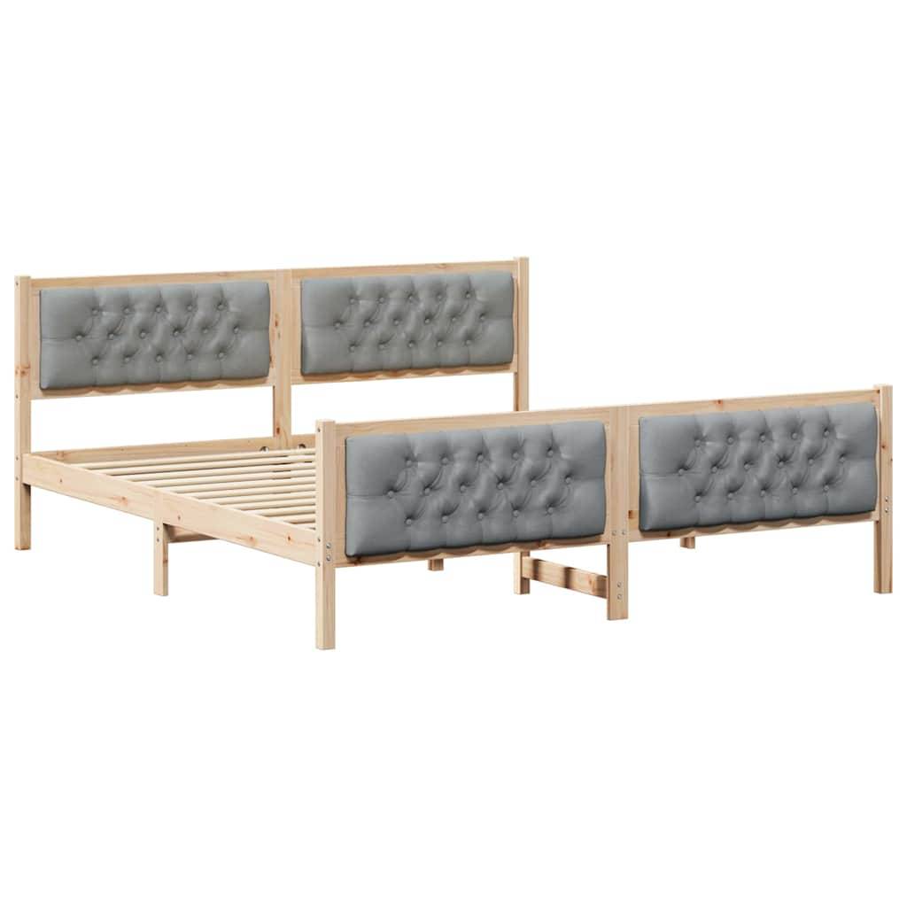 vidaXL Bettrahmen Hellgrau 160 x 200 cm Massives Kiefernholz