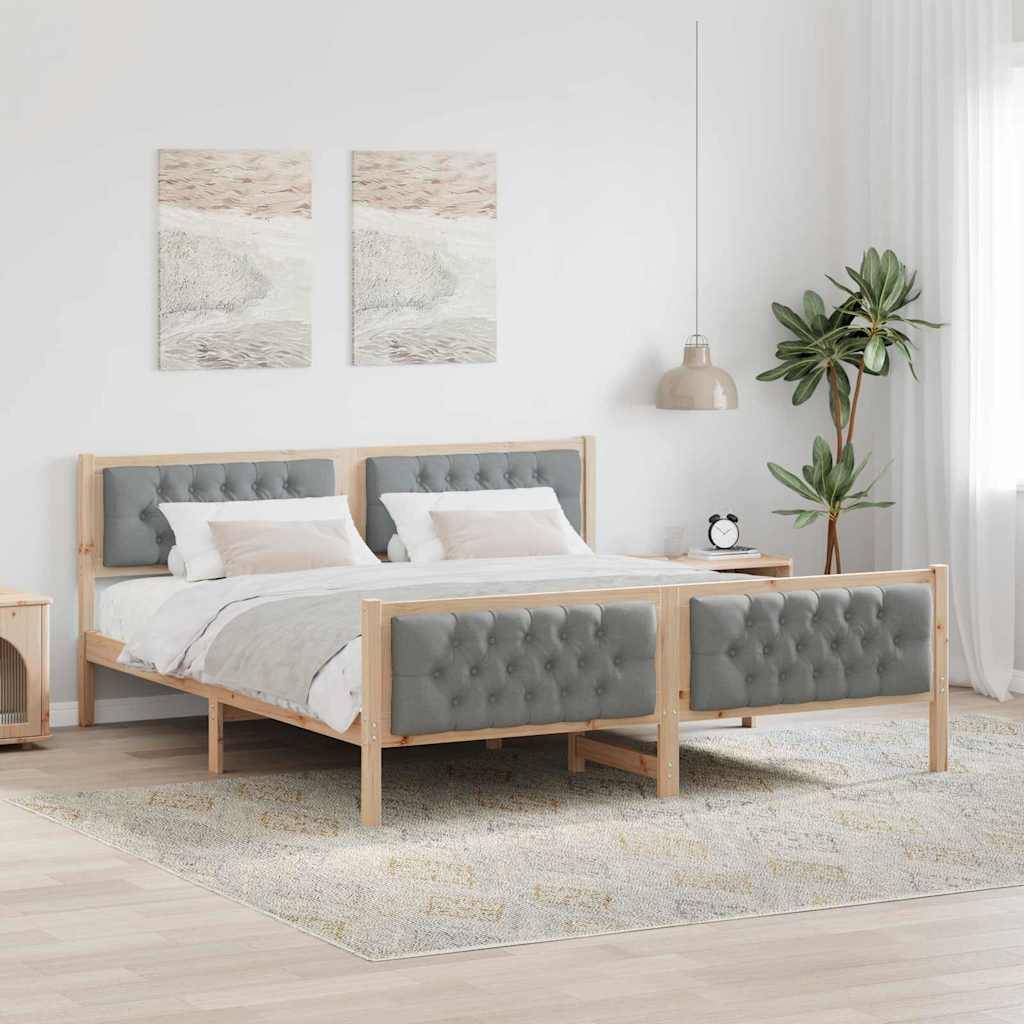 vidaXL Bettrahmen Hellgrau 160 x 200 cm Massives Kiefernholz