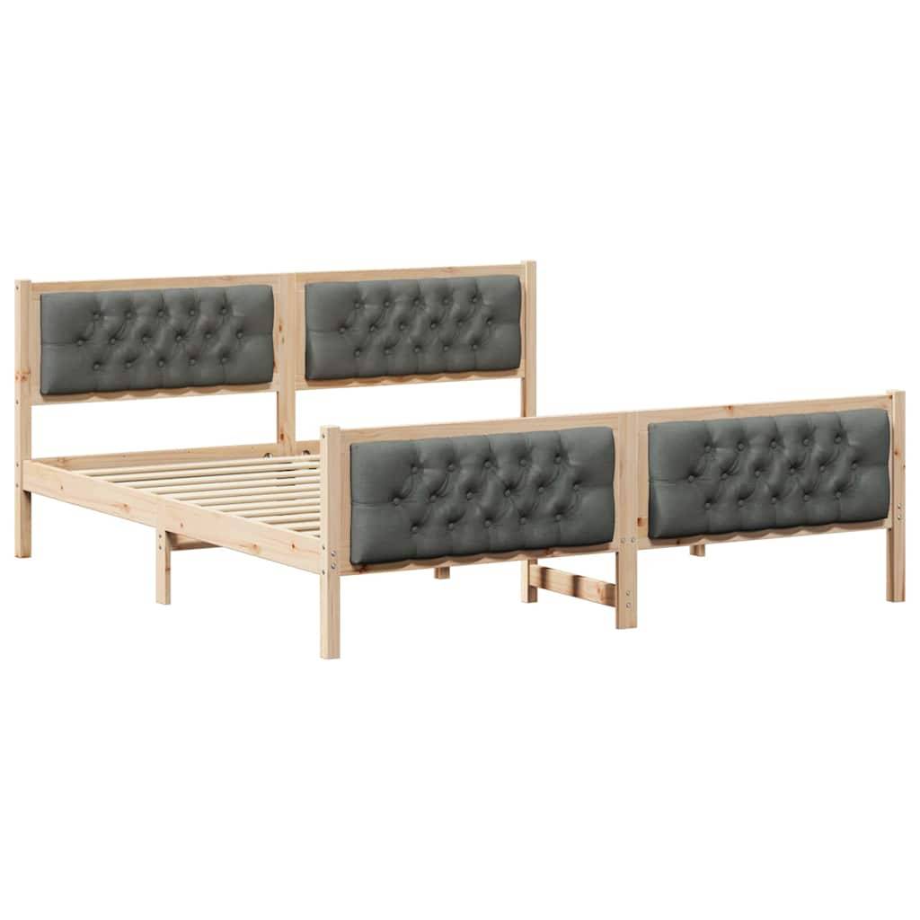 vidaXL Bettrahmen Dunkelgrau 160 x 200 cm Massives Kiefernholz