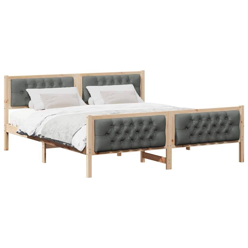 vidaXL Bettrahmen Dunkelgrau 160 x 200 cm Massives Kiefernholz