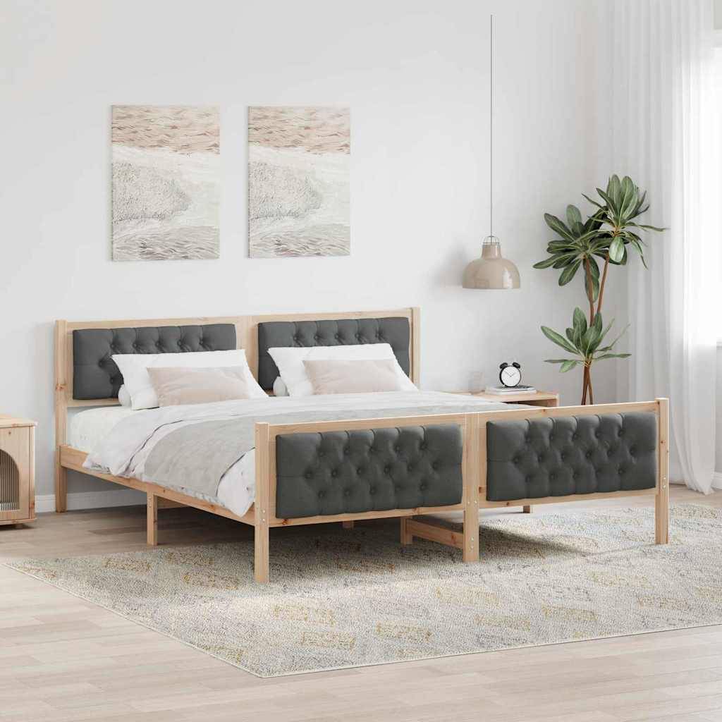 vidaXL Bettrahmen Dunkelgrau 160 x 200 cm Massives Kiefernholz
