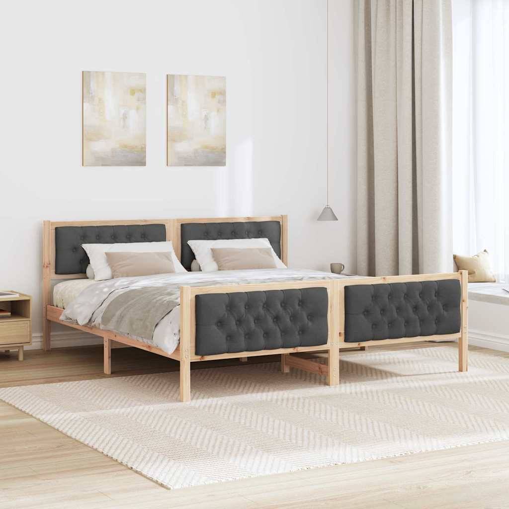 vidaXL Bettrahmen Dunkelgrau 160 x 200 cm Massives Kiefernholz