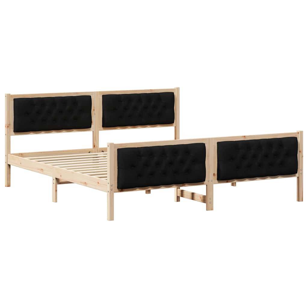 vidaXL Bettrahmen Schwarz 180 x 200 cm Massives Kiefernholz