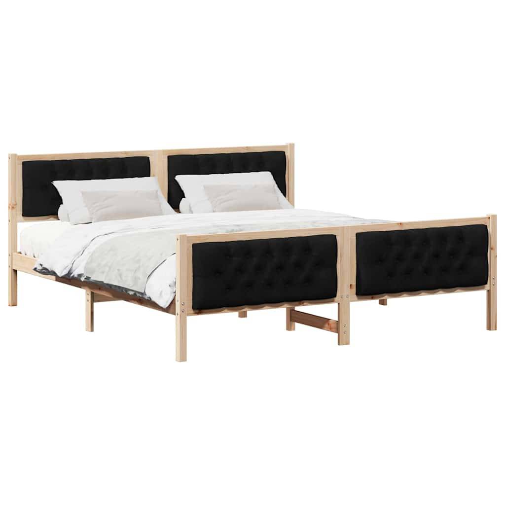 vidaXL Bettrahmen Schwarz 180 x 200 cm Massives Kiefernholz