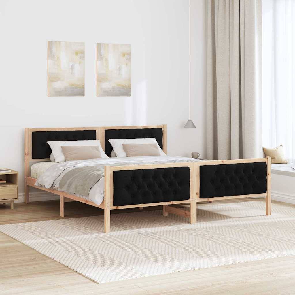 vidaXL Bettrahmen Schwarz 160 x 200 cm Massives Kiefernholz