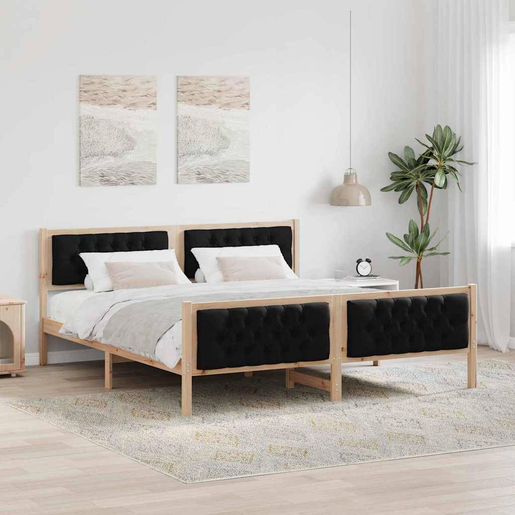 vidaXL Bettrahmen Schwarz 180 x 200 cm Massives Kiefernholz