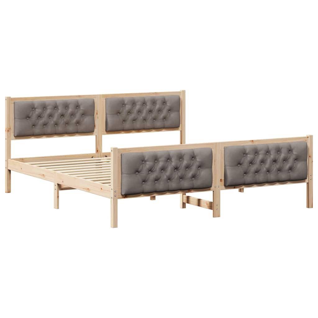 vidaXL Bettrahmen mit Kopfteil Taupe 180 x 200 cm Massives Kiefernholz