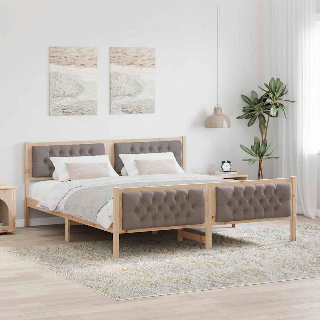 vidaXL Bettrahmen mit Kopfteil Taupe 180 x 200 cm Massives Kiefernholz