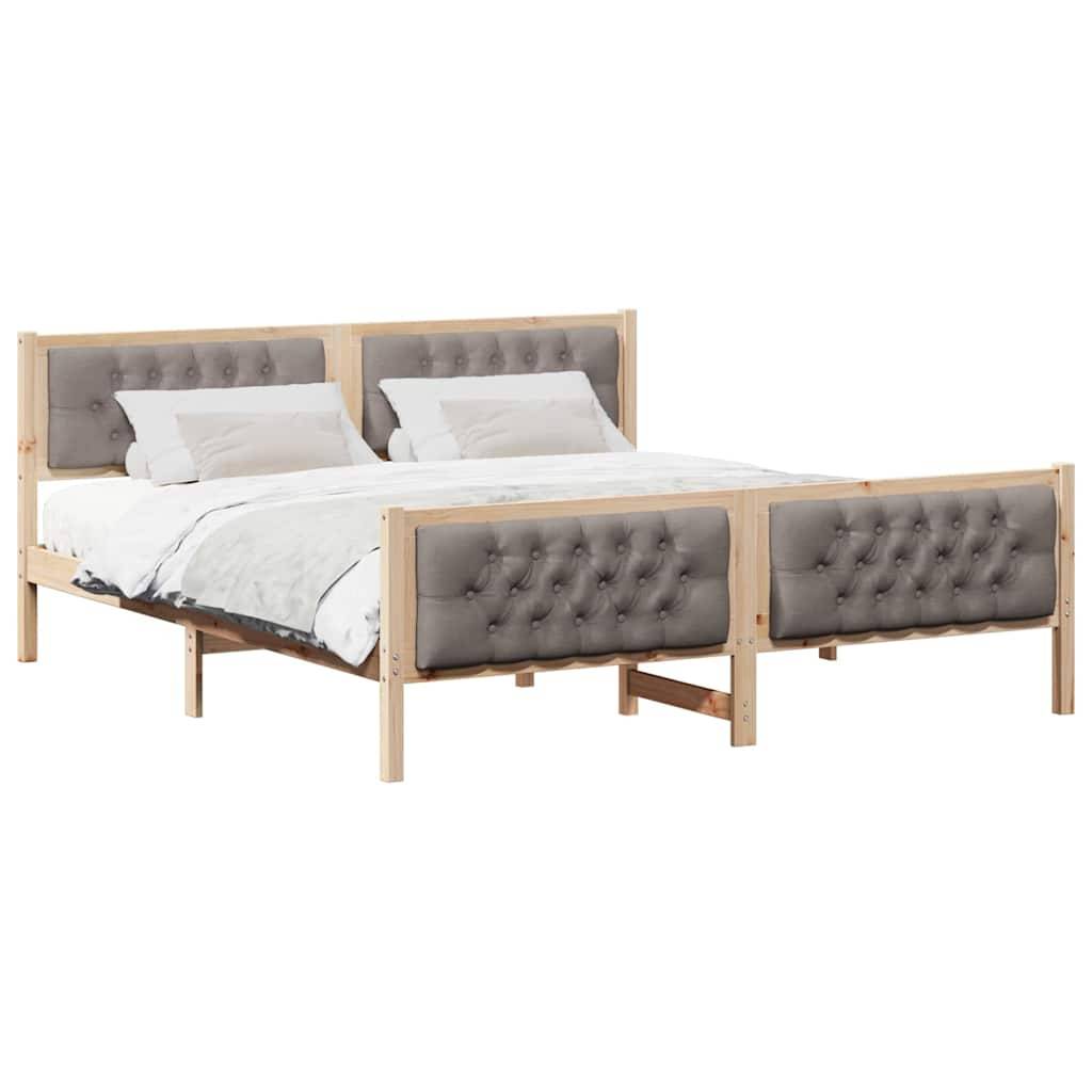 vidaXL Bettrahmen mit Kopfteil Taupe 160 x 200 cm Massives Kiefernholz
