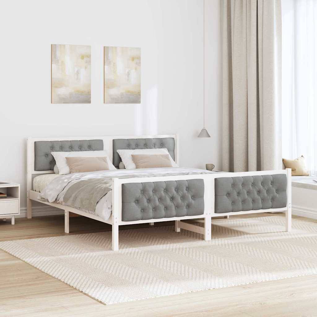 vidaXL Bettrahmen Hellgrau 160 x 200 cm Massives Kiefernholz