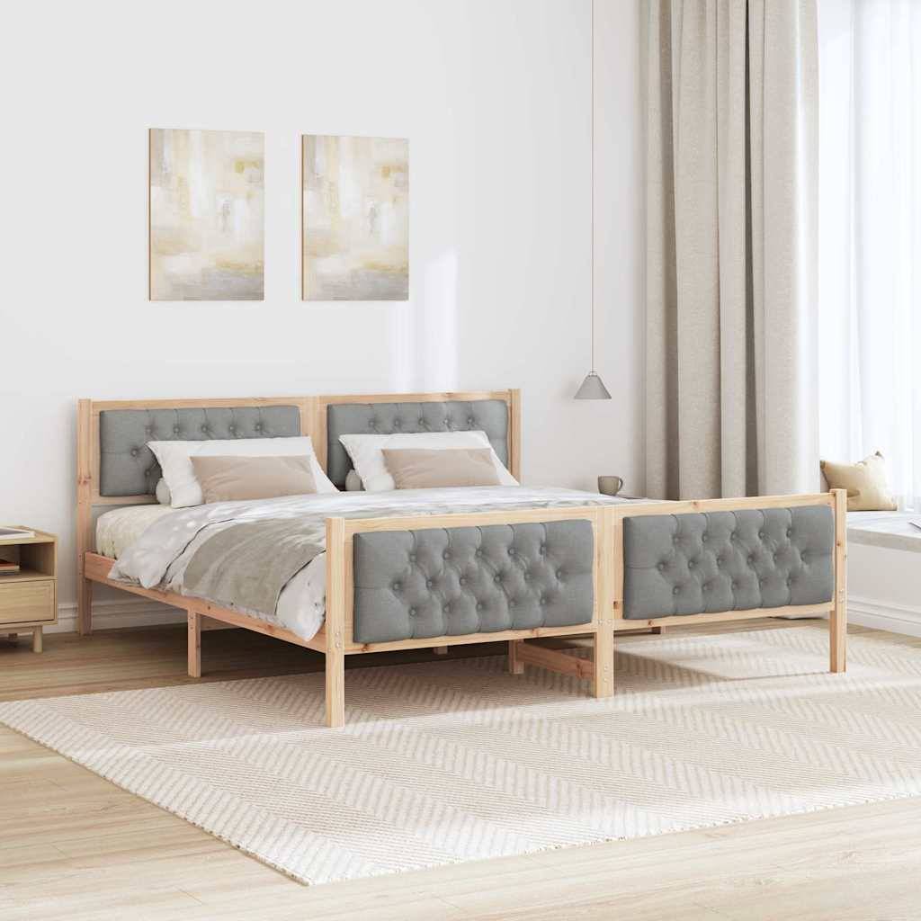 vidaXL Bettrahmen Hellgrau 160 x 200 cm Massives Kiefernholz