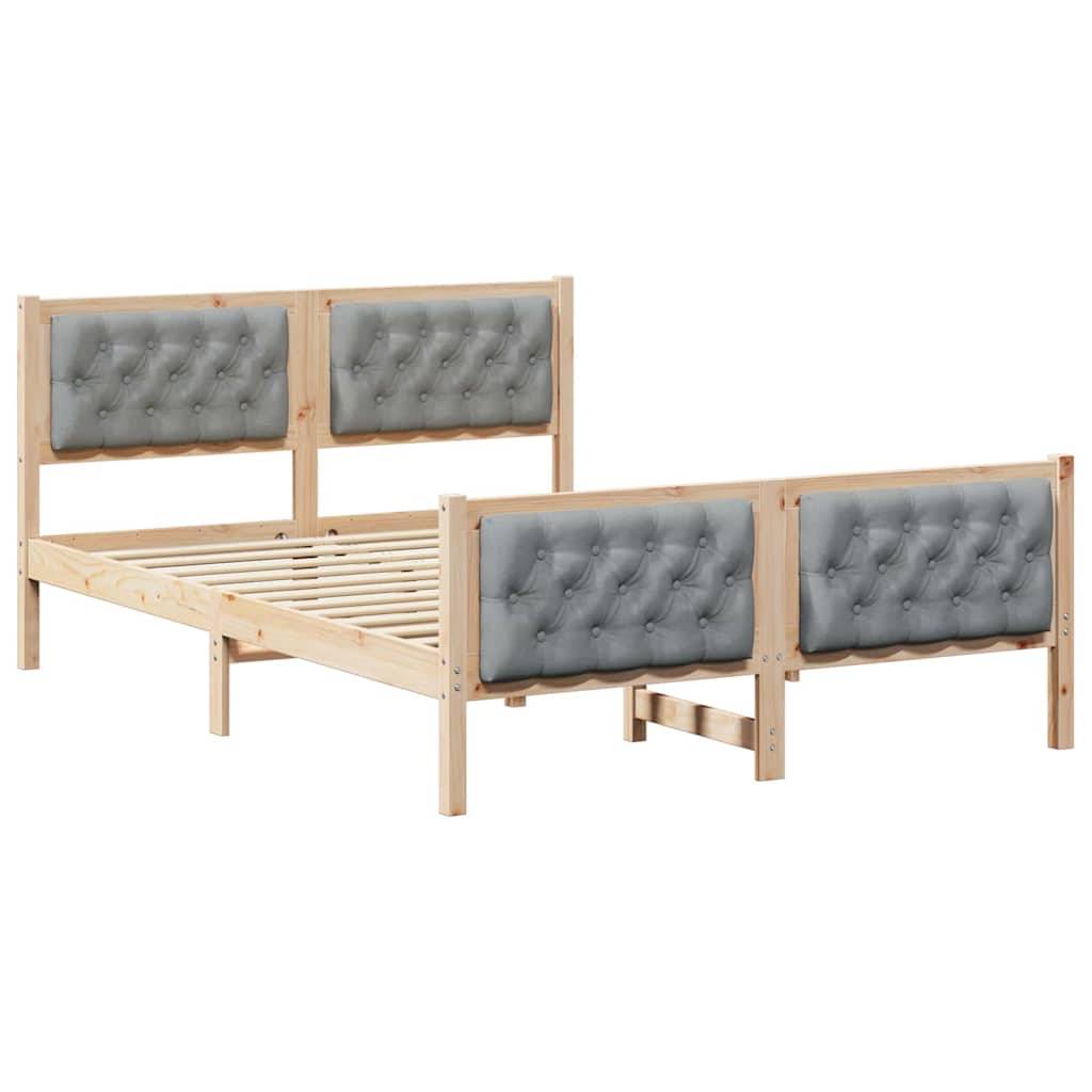 vidaXL Bettrahmen Hellgrau 150 x 200 cm Massives Kiefernholz